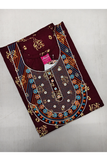 Mirror Work Cotton Nighty with Elegant Embroidery – Soft & Stylis