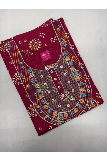 Mirror Work Cotton Nighty with Elegant Embroidery – Soft & Stylis