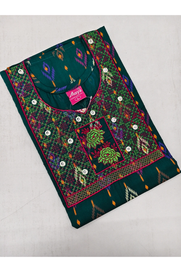Mirror Work Cotton Nighty with Elegant Embroidery – Soft & Stylis