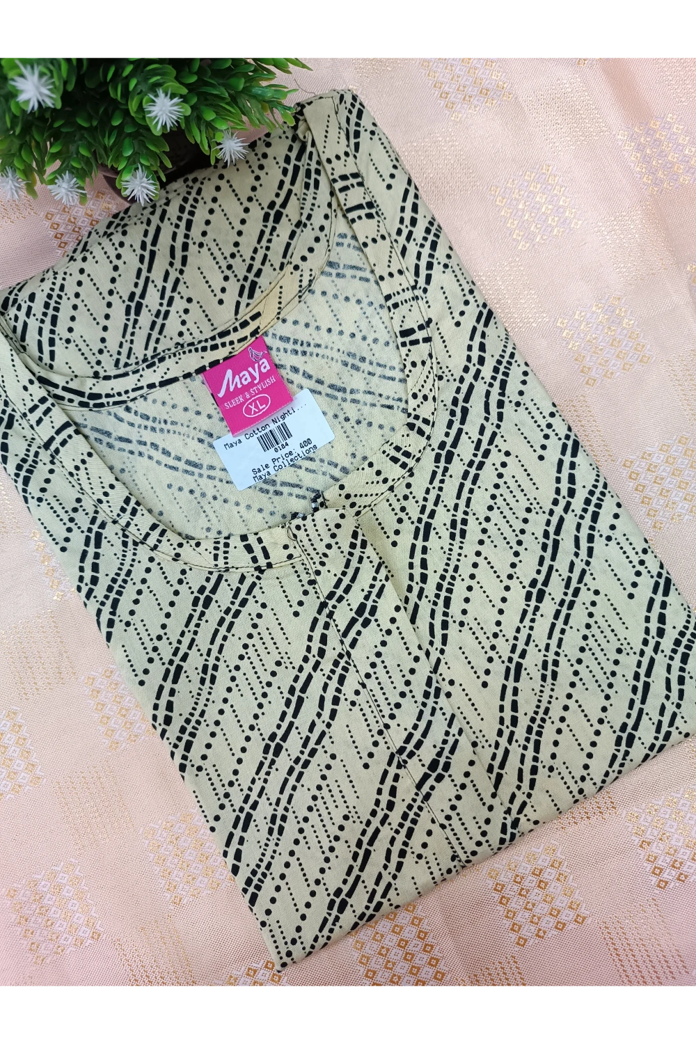 Elegant Zip-Front Pure Cotton Nighty
