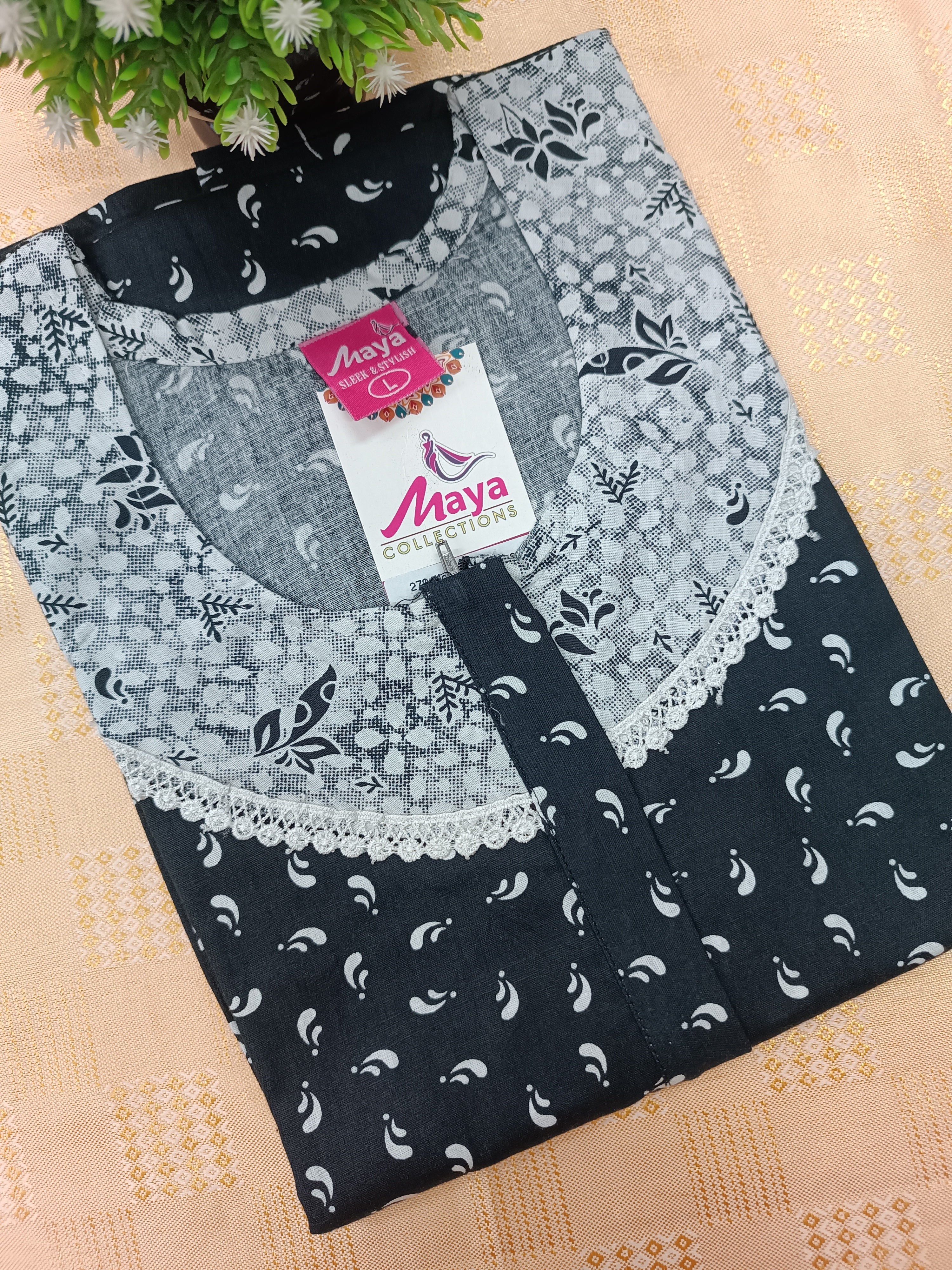 Floral Bliss Round Zip Cotton Nighty