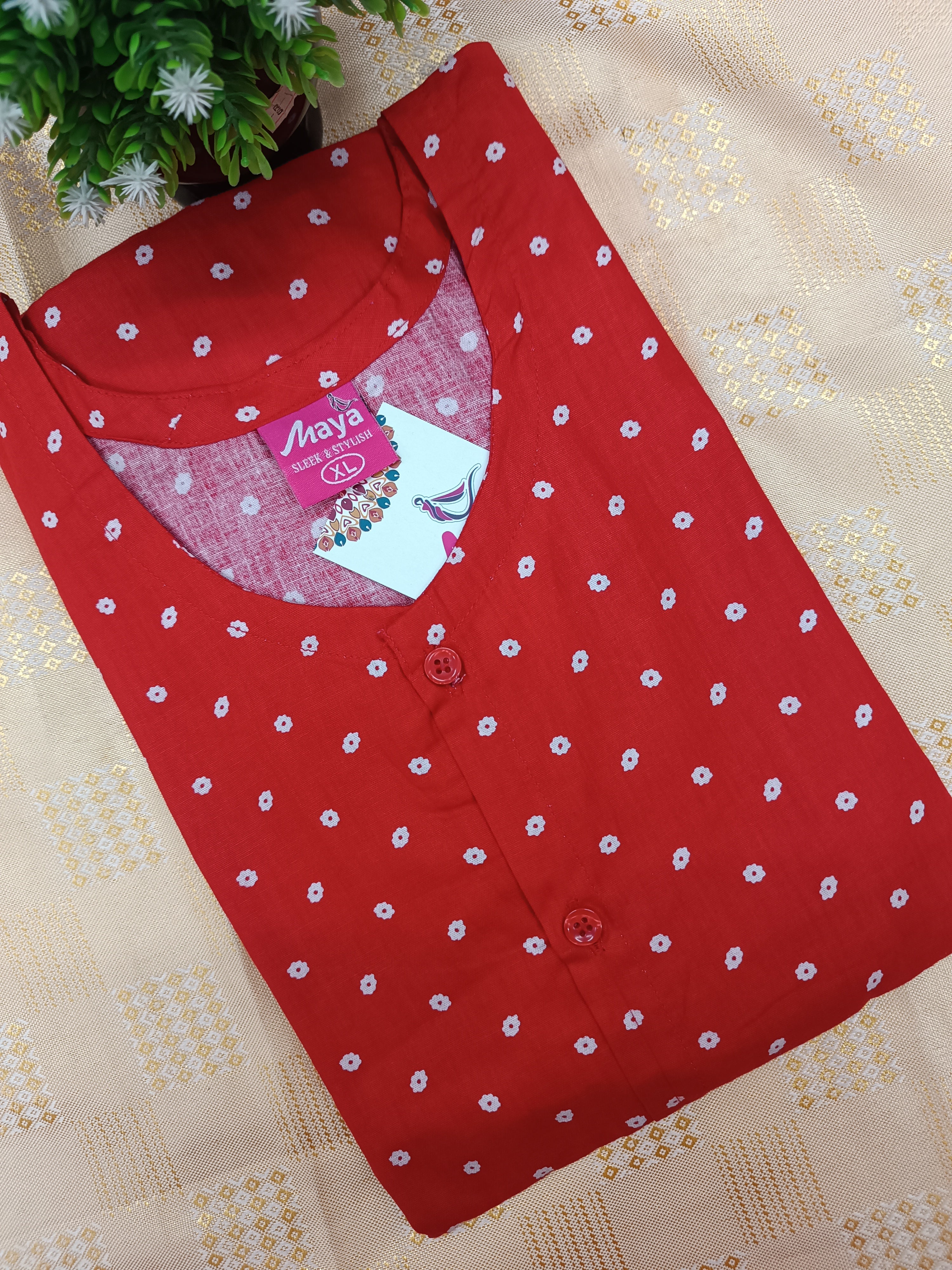 Full Open Cotton Nighty for Women – Front Button Nightwear