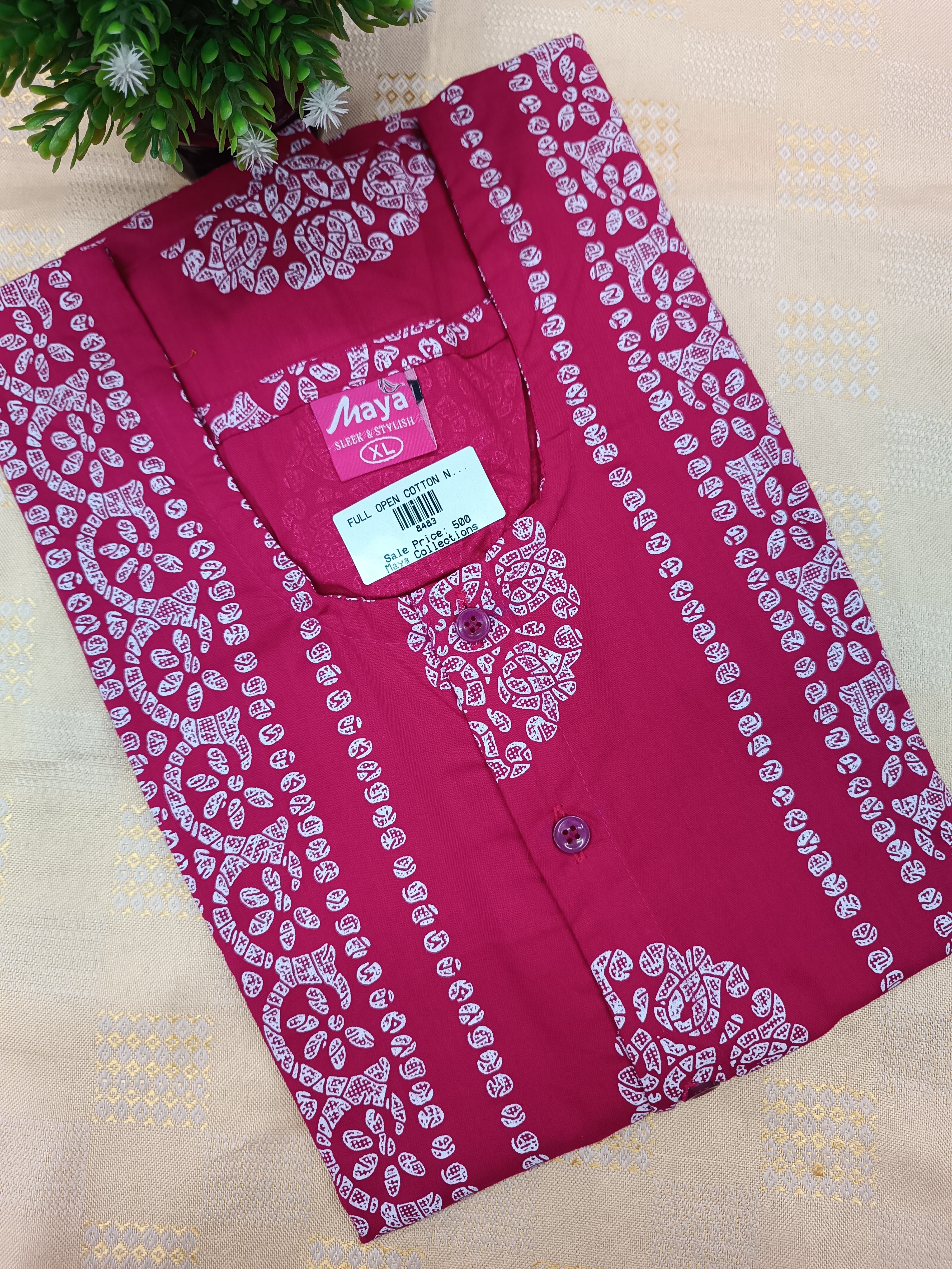 Full Open Cotton Nighty for Women – Front Button Nightwear
