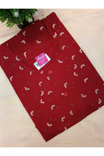 Full Open Cotton Nighty for Women – Front Button Nightwear