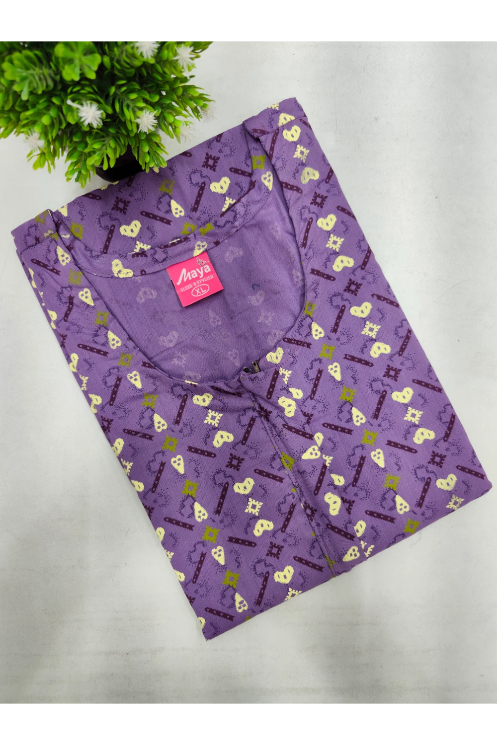 Feeding-Friendly Cotton Nighty with Long Zip