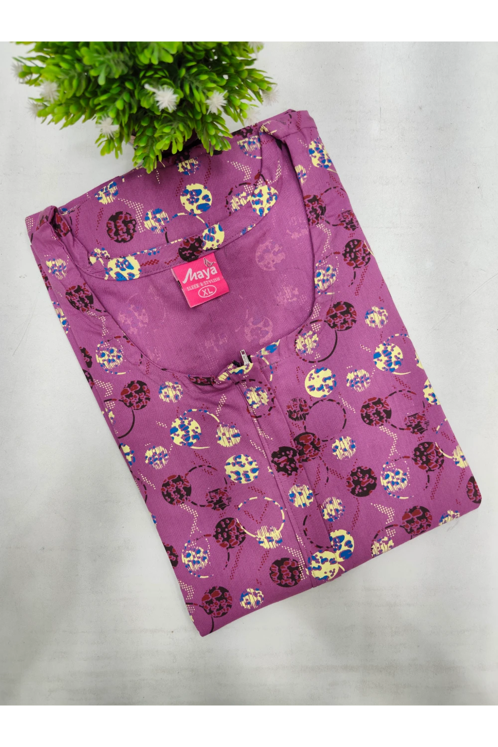 Feeding-Friendly Cotton Nighty with Long Zip