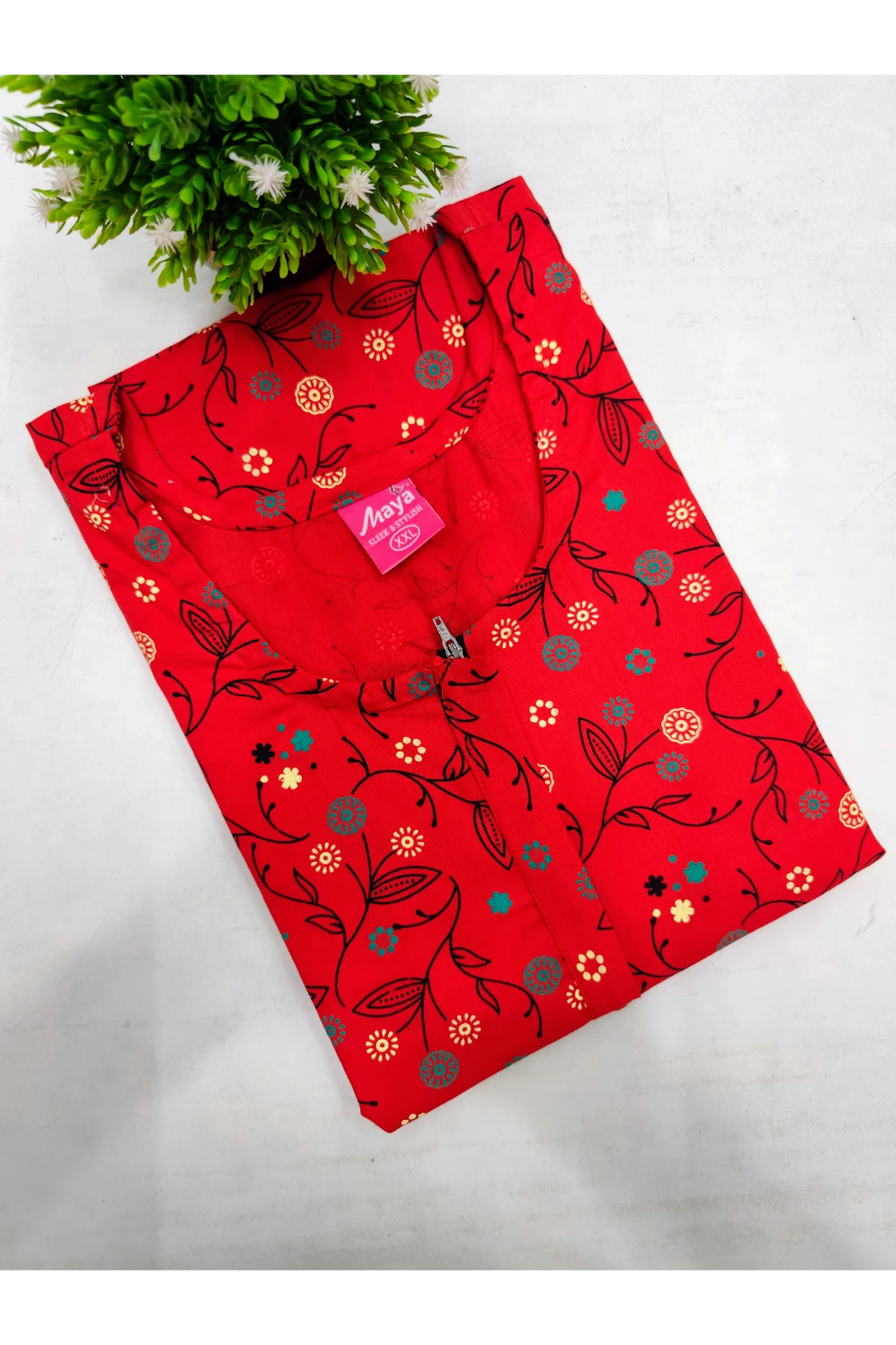 Feeding-Friendly Cotton Nighty with Long Zip