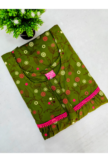Elegant Zip-Front Pure Cotton Nighty