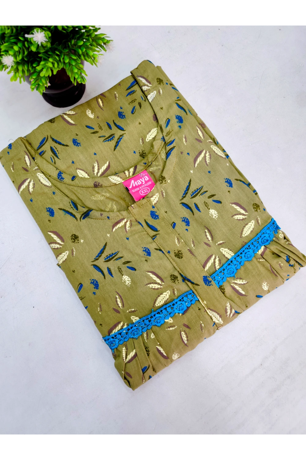 Elegant Zip-Front Pure Cotton Nighty