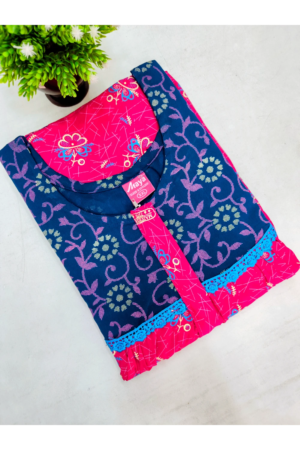 Elegant Zip-Front Pure Cotton Nighty