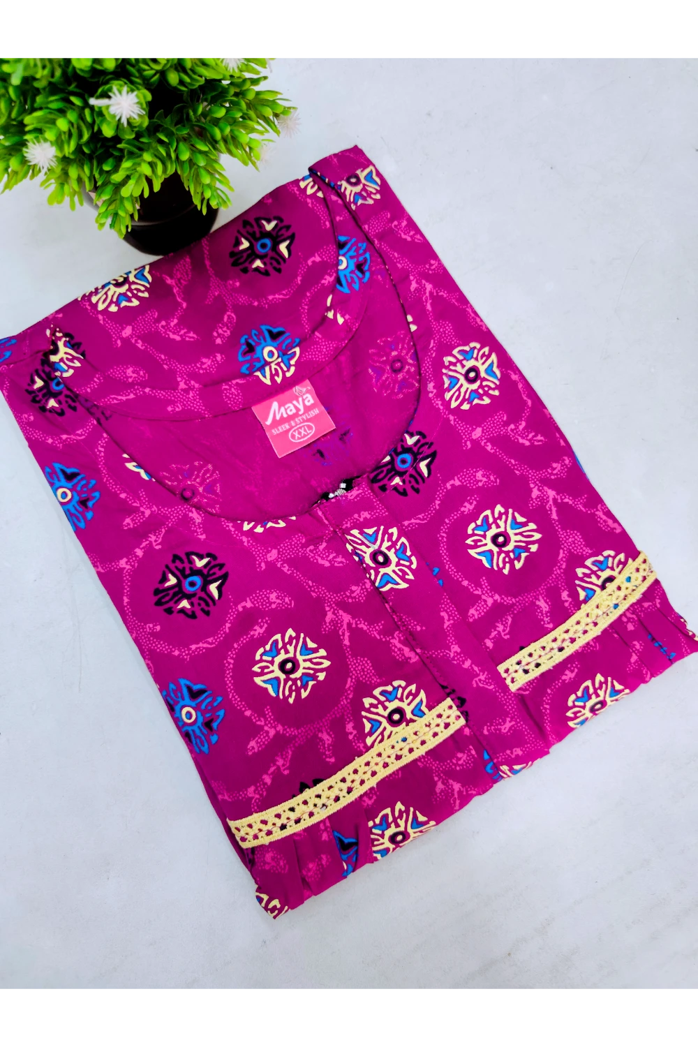 Elegant Zip-Front Pure Cotton Nighty