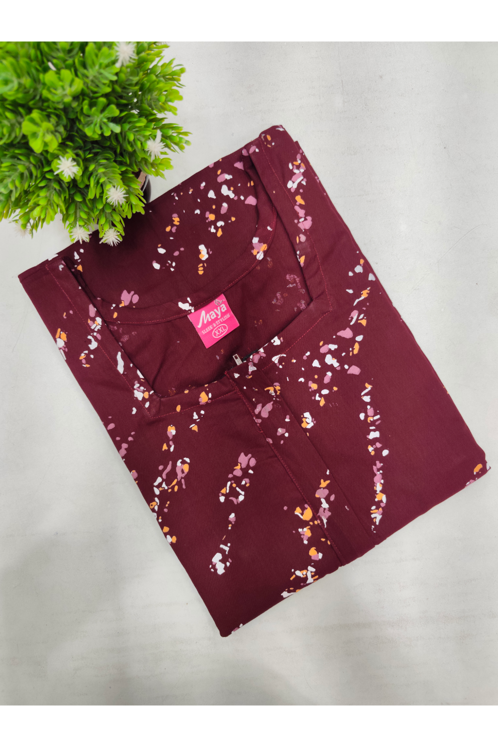 Elegant Zip-Front Pure Cotton Nighty