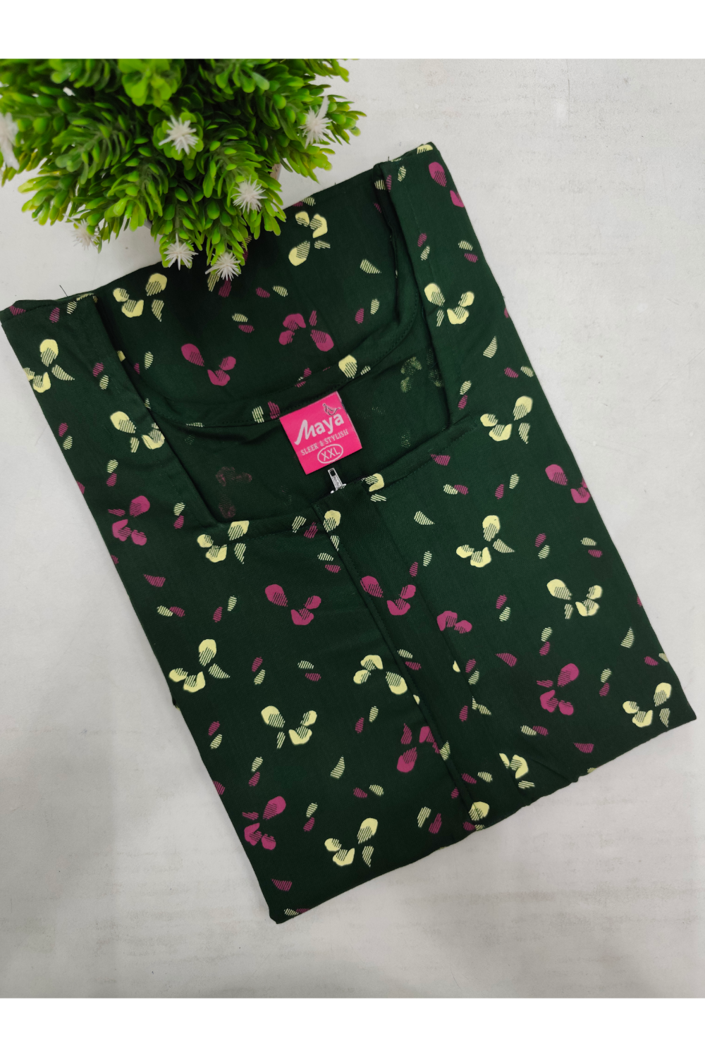 Elegant Zip-Front Pure Cotton Nighty